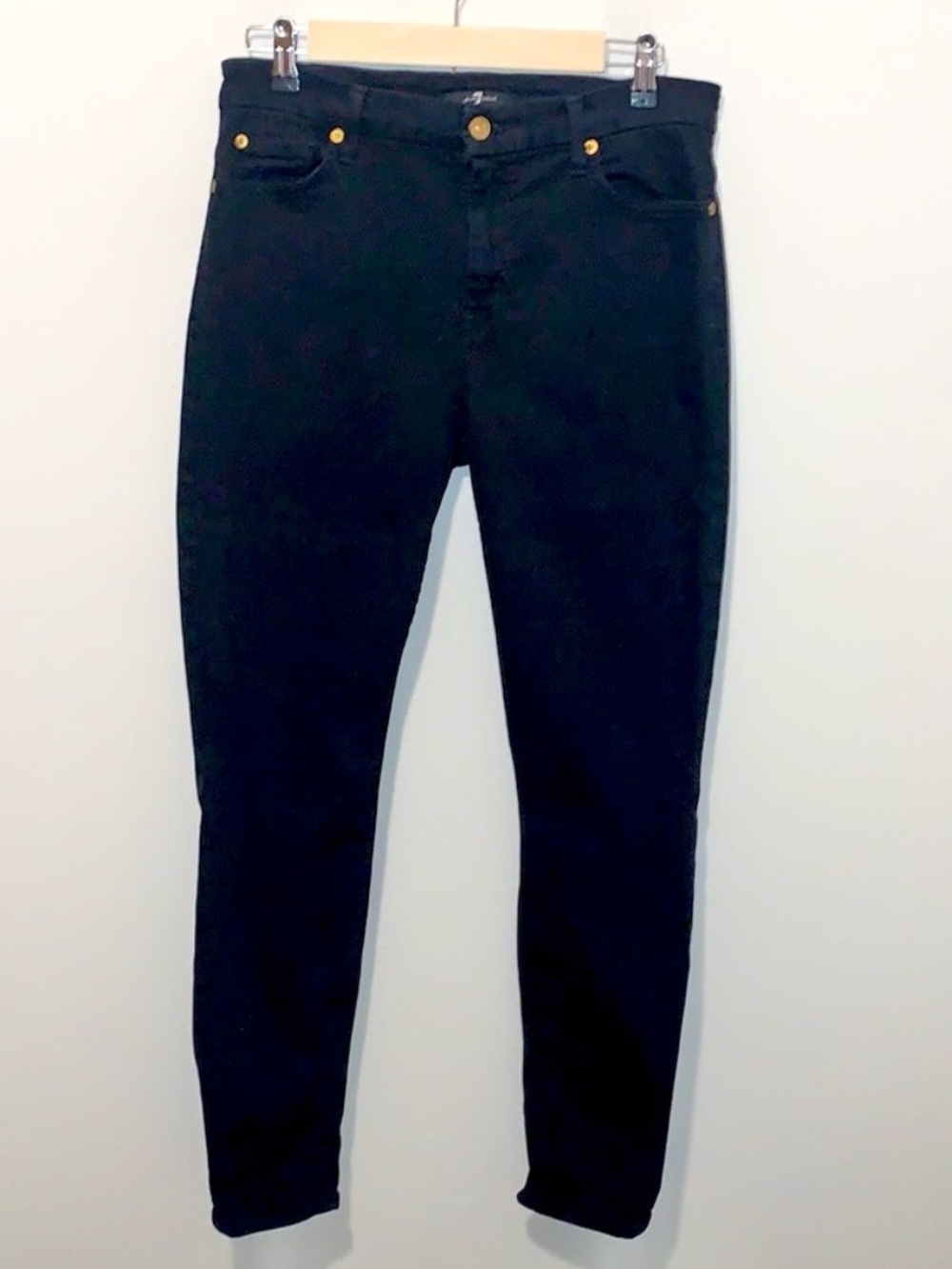 7 For All Mankind Skinny Jeans 29 Black High Rise Ankle 30x28